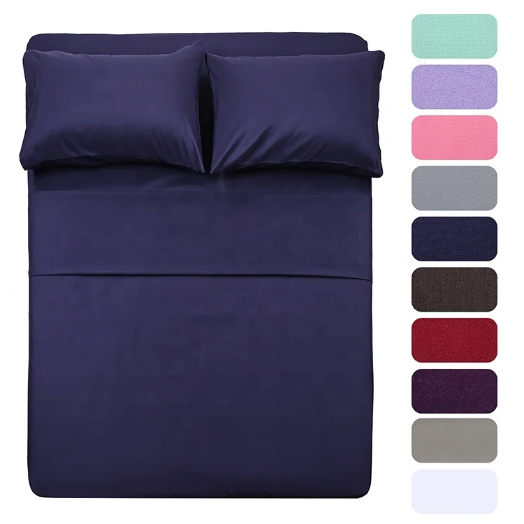 1-Flat-Sheet-1-Fitted-Sheet-and-2-Pillow-Cases-Microfiber-Bedding-Set-for-Home