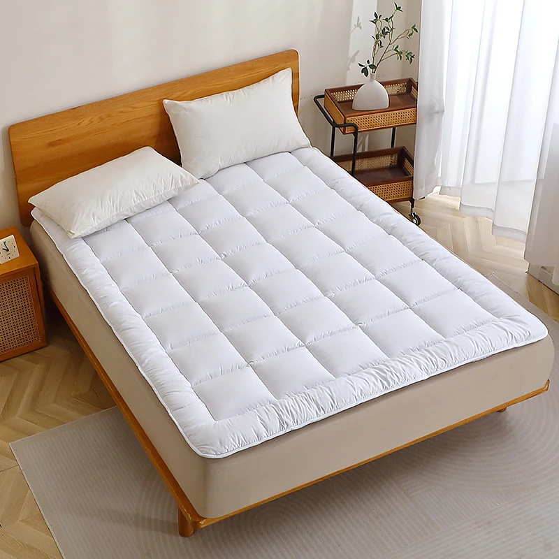 1-Piece-White-Dark-Grey-100-Polyester-360GSM-Quilted-Mattress-Protector-Pad-Mattress-Topper
