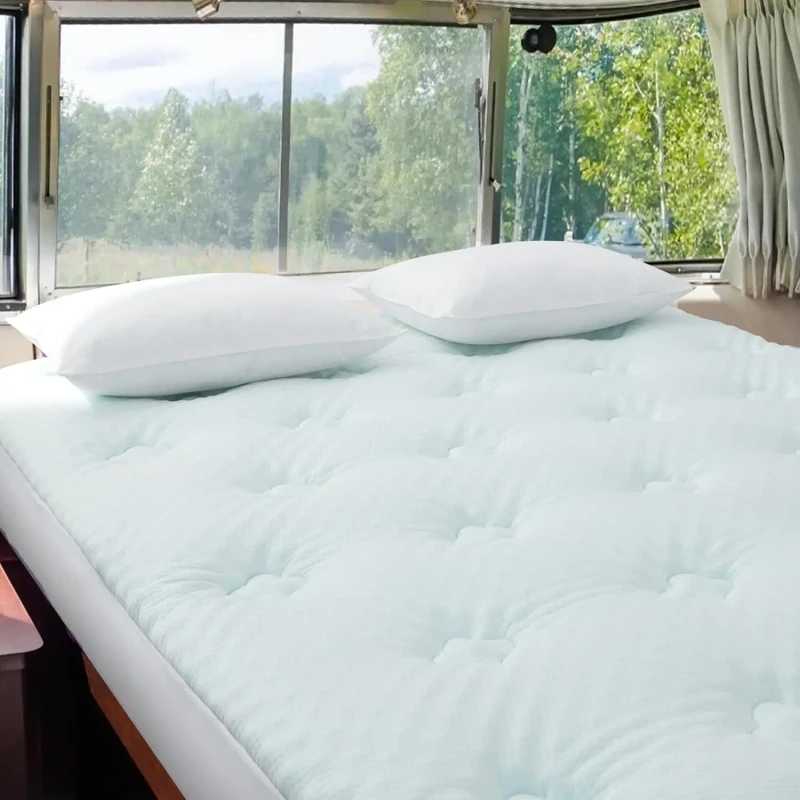 1.5-Inch-White-Luxury-Breathable-Memory-Foam-Mattress-Topper-Anti-Decubitus-Folded-Knitted-Bamboo-Fabric-400TC-Folding-Mat