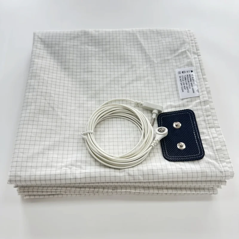 10-Silver-Fiber-and-90-Organic-Cotton-Grounding-Flat-Sheets-Plaid-Style-Earthing-Bed-Sheet-Bedding