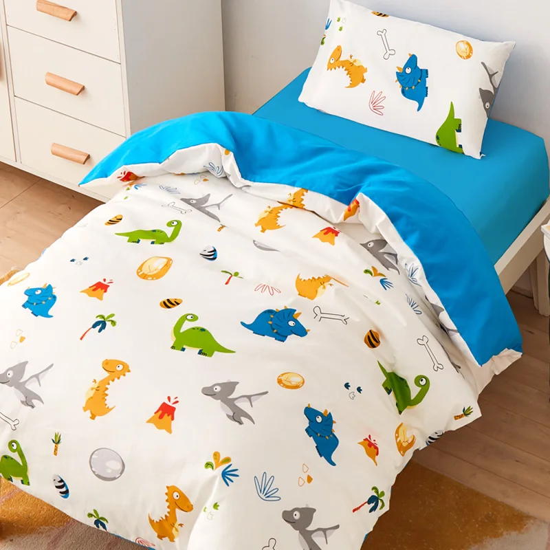 100-All-Cotton-Comforter-Sets-for-Baby-and-Teenagers-Customizable-Size-Active-Dyeing-Pillow-Quilt-Mattress-Cartoon-Design