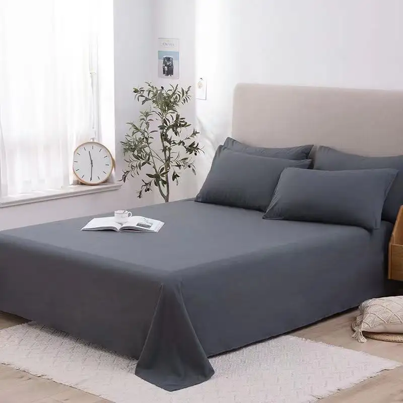 100-Cotton-3-Pieces-Bed-Flat-Fitted-Sheet-Set-with-Pillow-Shams-Single-Queen-King-Size