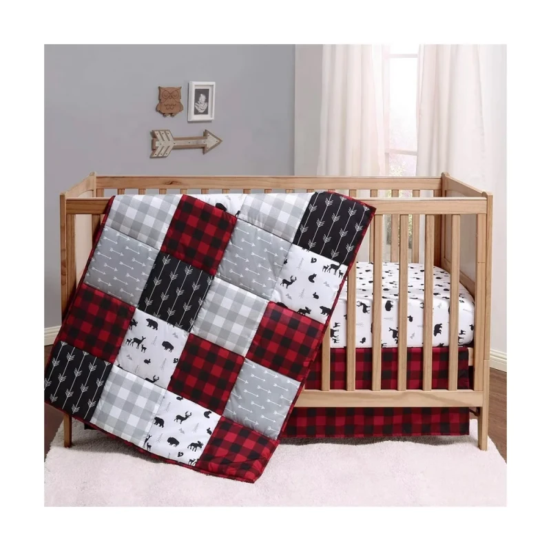 100-Cotton-Baby-Quilt-Set-Floral-Print-Bedding-Knitted-Cover-Waterproofed-for-Babies-Crib-Bed
