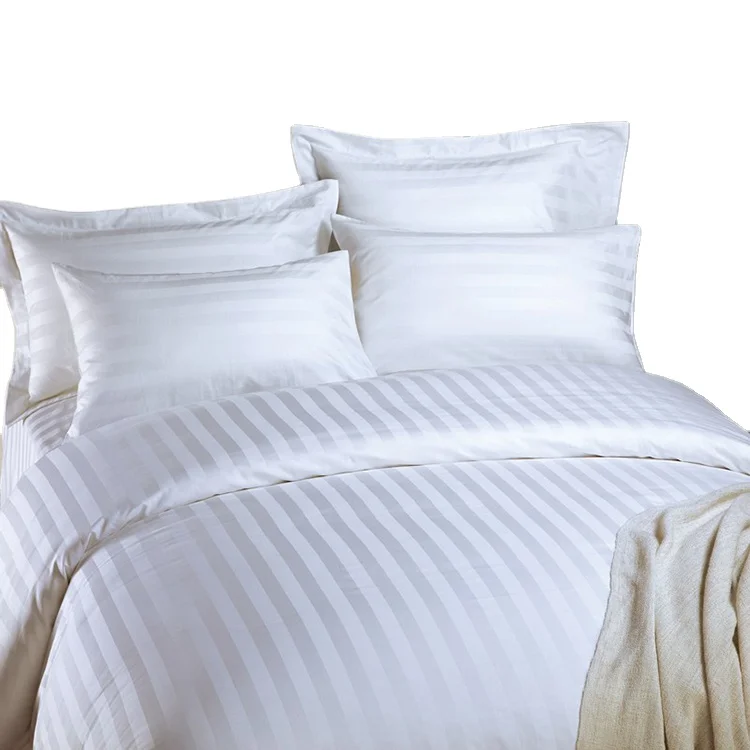 100-Cotton-Bedding-Set-3cm-Striped-Pillowcases-Hotel-Bed-Linen