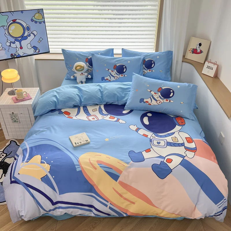 100-Cotton-Cartoon-Design-Duvet-Cover-Set-Space-Bedding-Set-for-Kids-Quilt-with-Sheet-Set-and-Pillowcase