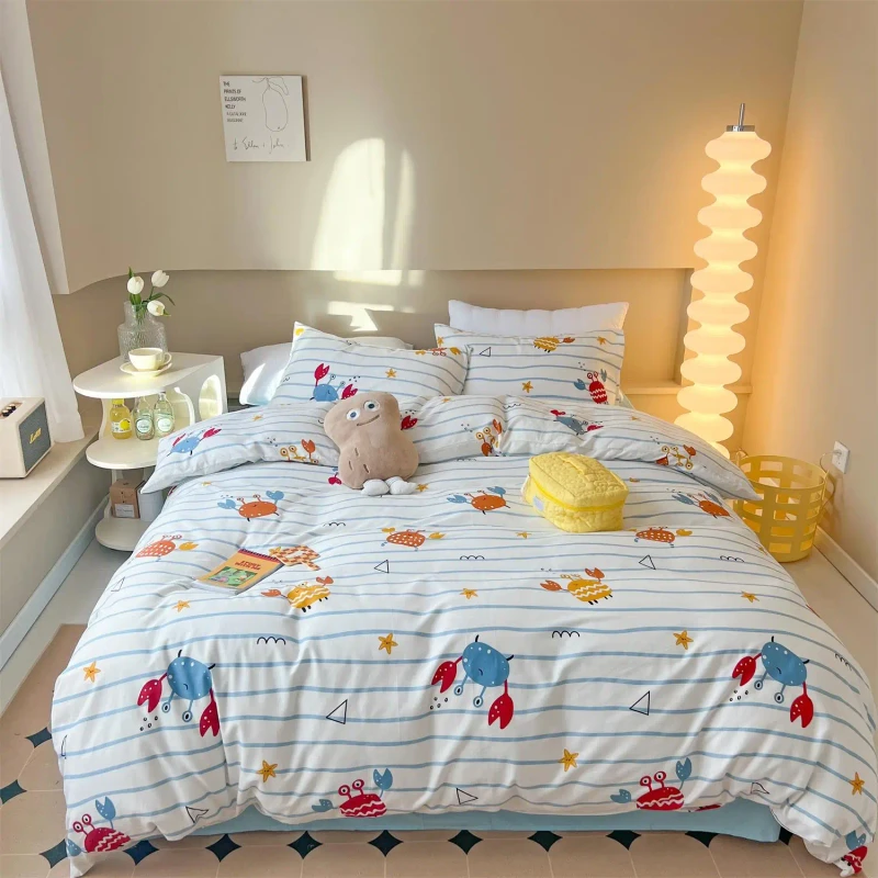 100-Cotton-Children-Bedding-Set-Lovely-Pattern-Quilt-Washable-Bed-Sheet-for-Kid-Home-Use