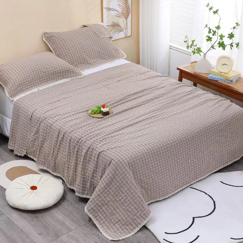 100-Cotton-Classic-Plaid-Checkered-Bedspread-Soft-Skin-friendly-Breathable-Durable-All-Season-Waffle-Weave-Bedding-Multiple