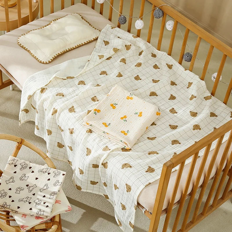 100-Cotton-Double-Layer-Crepe-Swaddle-Blanket-Soft-Breathable-Newborn-Bath-Towel-and-Infant-Sunshade-Blanket-Kids-Bedding