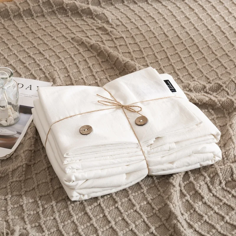 100-Cotton-Duvet-Cover-Queen-Size-Beige-Fade-Resistant-Linen-Like-Luxury-Soft-Thin-Bedding-Set