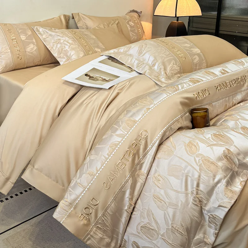 100-Cotton-Embroidered-Quilt-Cover-Set-Four-Piece-Kit-Including-Comforter-and-Curtains-Bedding-for-Bedroom
