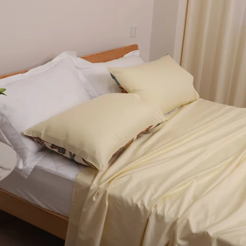 100-Cotton-Fabric-Pure-Color-Bedding-Sets-Pillowcases-and-Flat-Bed-Sheet-Fitted-Sheet-for-Hotel-Custom-logo