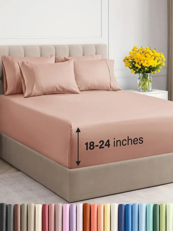 100-Cotton-Fitted-Sheet-with-Elastic-Bands-Simple-Flat-Sheet-Style-Bedding-Set-for-Hotel-or-Travel-1