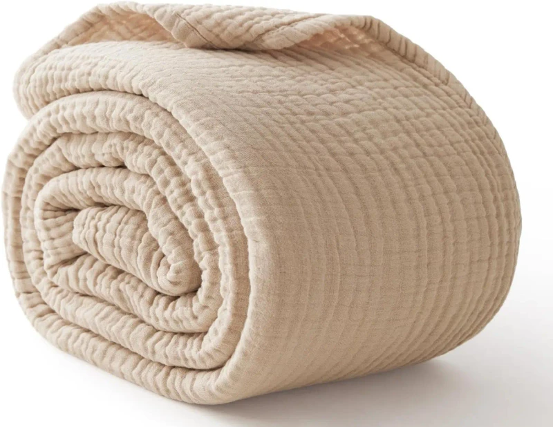 100-Cotton-Muslin-Blanket-Queen-90-x-90-Soft-Quilt-Bedspread-Coverlet-Gauze-Blanket-for-Adults-All-Season