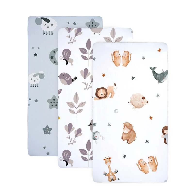 100-Cotton-Muslin-Custom-Baby-Crib-Sheet-Newborn-Bedding-Fitted-Sheet-OEKO-GOTS-Certificates-Custom-Logo-Option