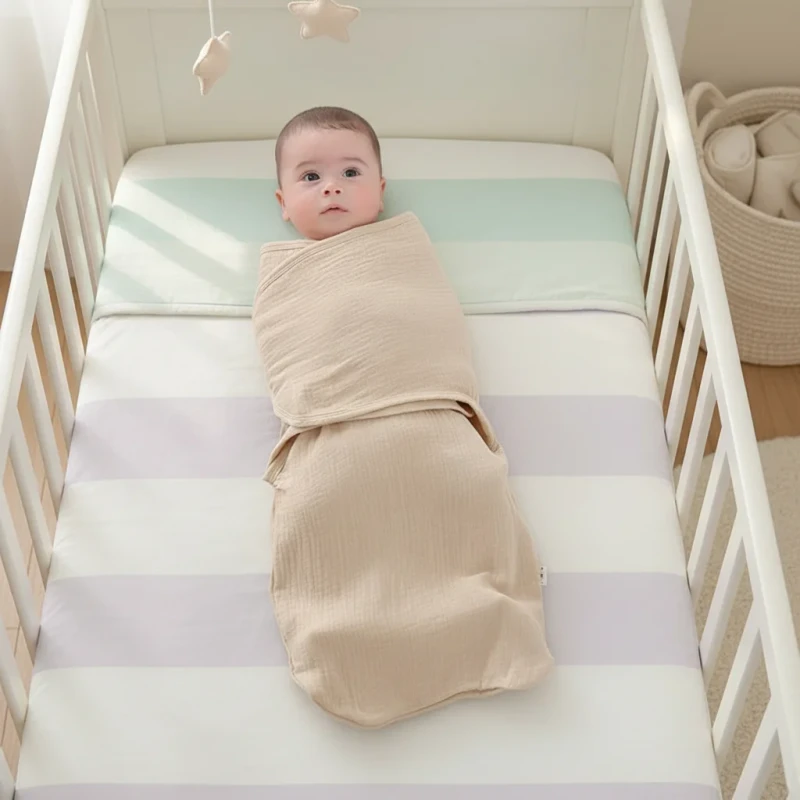 100-Cotton-Muslin-Newborn-Wrap-Easy-Adjustable-for-Velcro-Sleep-Sack-0-3-Months-Infant-Swaddle-Blanket-Kids-Bedding