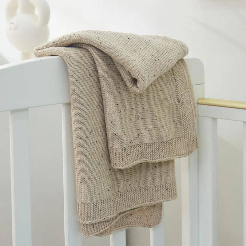 100-Cotton-Soft-Cable-Knit-Newborn-Baby-Speckle-Blanket