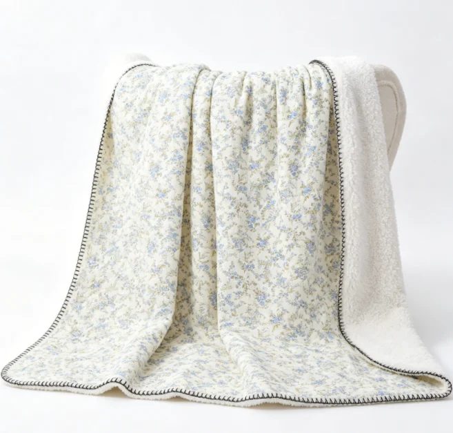 100-Cotton-Soft-Digital-Print-Muslin-Blanket-With-Sherpa-Reverse-Breathable-Quilt-Bedspread-For-All-Seasons