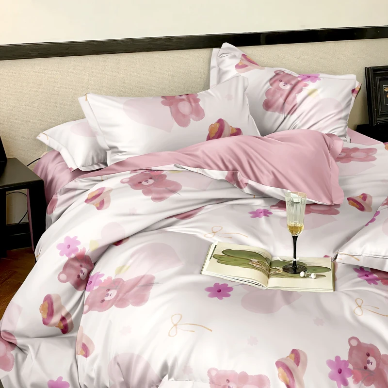 100-Cotton-Soft-Embroidered-Bed-Sheets-Pillowcases-4pcs-Set-Modern-Cartoon-300TC-Woven-Technique-Solid-Portable-for-Home-Hotel-1