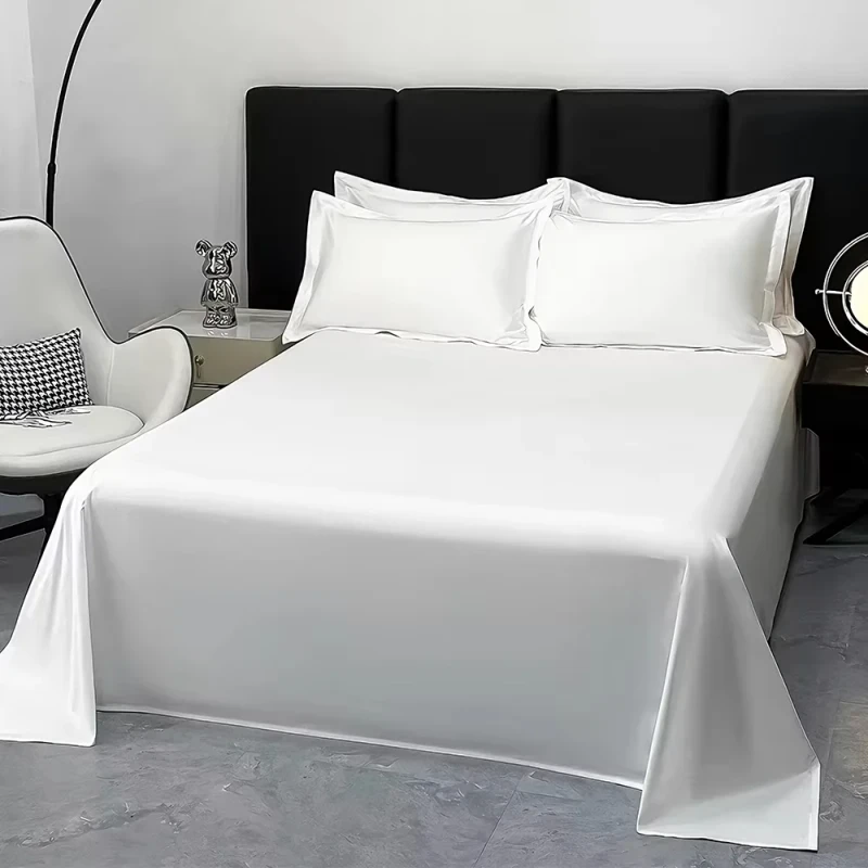 100-Cotton-Solid-Color-300TC-60s-Woven-Luxury-Washable-3-Piece-Flat-Sheet-Bedding-Set