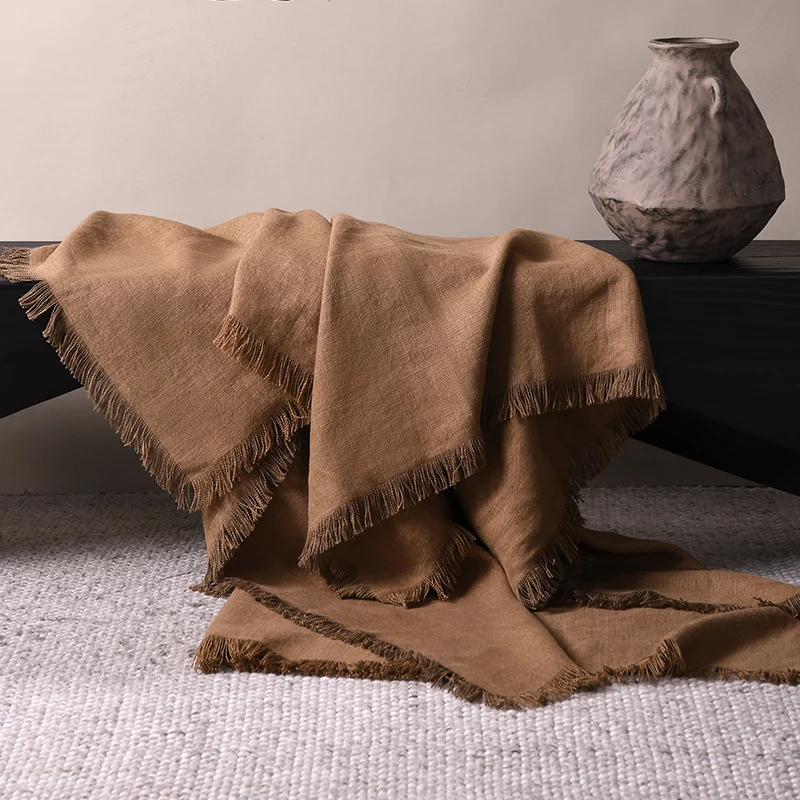 100-Linen-Bed-Runners-140-200-Cm-Fringe-Blankets-and-Throws-Brown-Yellow-Blanket-for-Home-Decoration-Sofa-Couch
