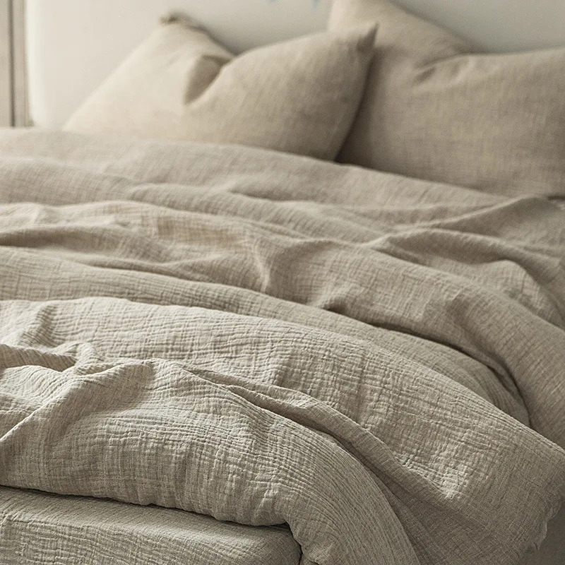 100-Muslin-Cotton-Duvet-Cover-Flat-Sheet-Pillowcase-Natural-Solid-Color-Linen-Like-Gauze-QuiltCover-Bedding-Set