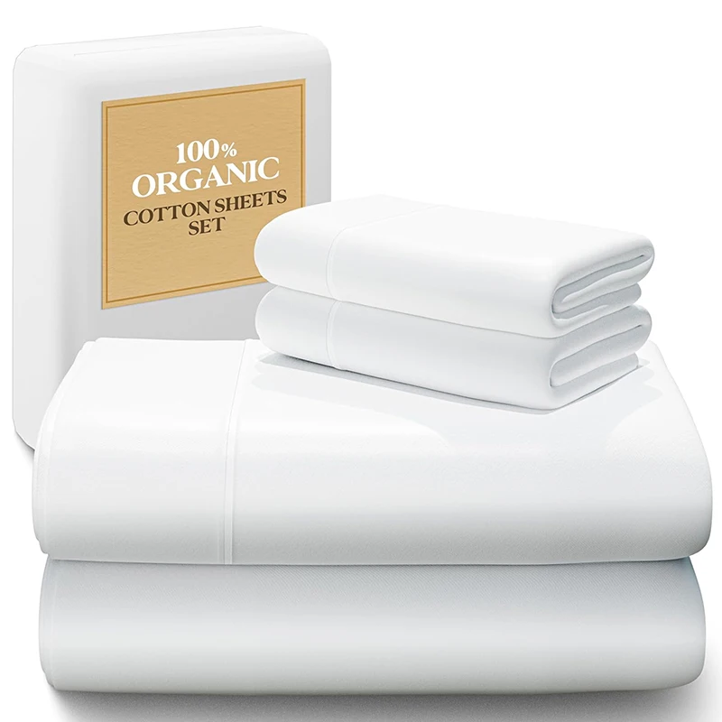 100-Organic-Cotton-Hotel-Home-Bed-Sheet-Set-Deep-Pocket-Flat-Fitted-Bedsheets-Sets-with-Pillowcase-4pcs-Bed-Sheet-Set