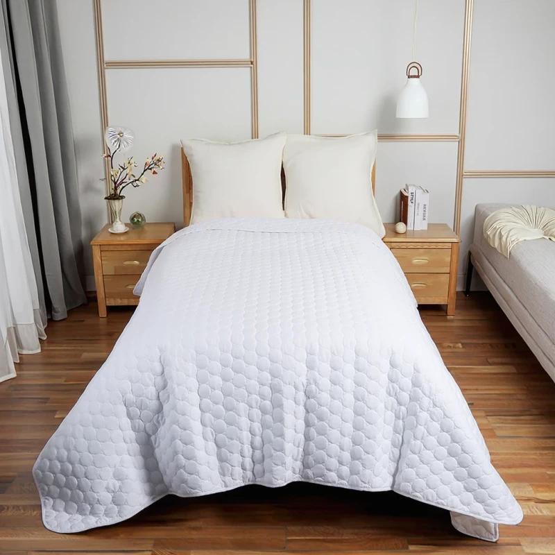 100-POLY-Eco-Friendly-Egyptian-Cotton-Solid-White-Summer-Circle-Ultrasonic-Quilt-Blanket-for-Home-Modern-Style-Excluding