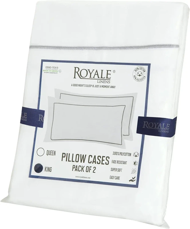 100-Poly-Cotton-Bed-Pillow-Cover-and-Wrinkle-Fade-Resistant-King-Size-Pillow-Case-and-Embroidered-Pillowcase-Set-of-2