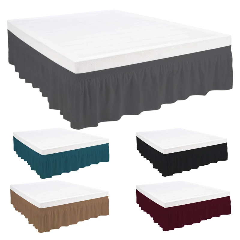 100-Polyester-300TC-Solid-Washable-Ruffled-King-Size-Adjustable-Elastic-Bed-Skirt-14-Colors-Custom-Logo
