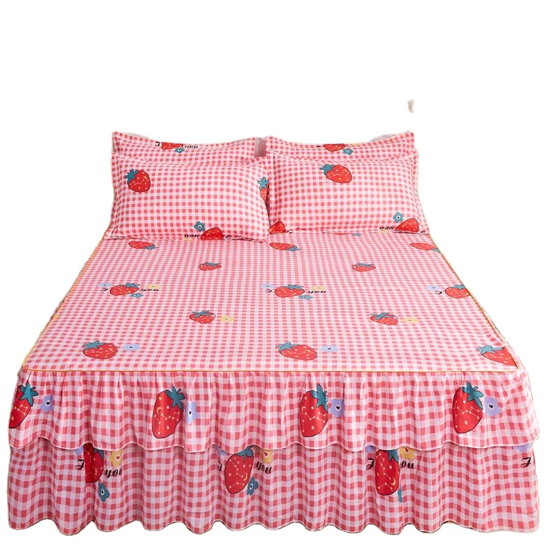 100-Polyester-Bed-Cover-Set-Bedsheets-Sets-Double-Lace-Bed-Skirts