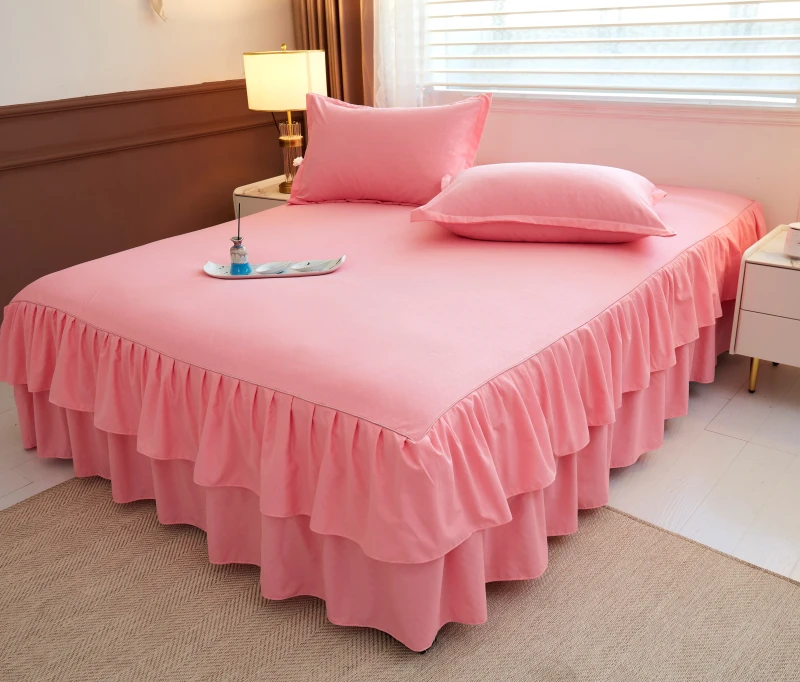 100-Polyester-Bedding-Bed-Cover-Fitted-Skirt-Sheets-Bed-Skirt
