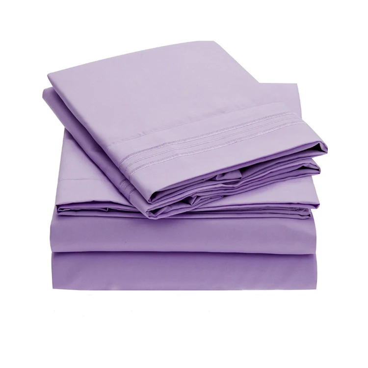 100-Polyester-Brushed-Microfiber-Bedsheets-Embroidered-Fitted-Flat-Bed-Sheets