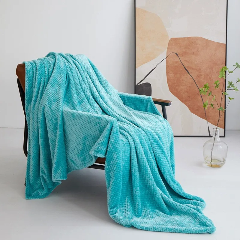 100-Polyester-Large-Solid-Fleece-Throw-Blanket-Soft-Warm-Waffle-Textured-Lightweight-Custom-Size