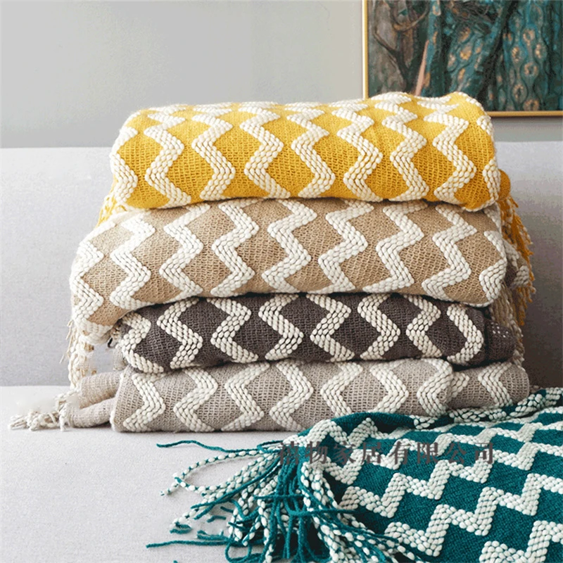 100-Polyester-Microfiber-Four-Seasons-Sofa-Bed-Blanket-Warm-Lightweight-Knitted-Cover-European-American-Style-Decorative