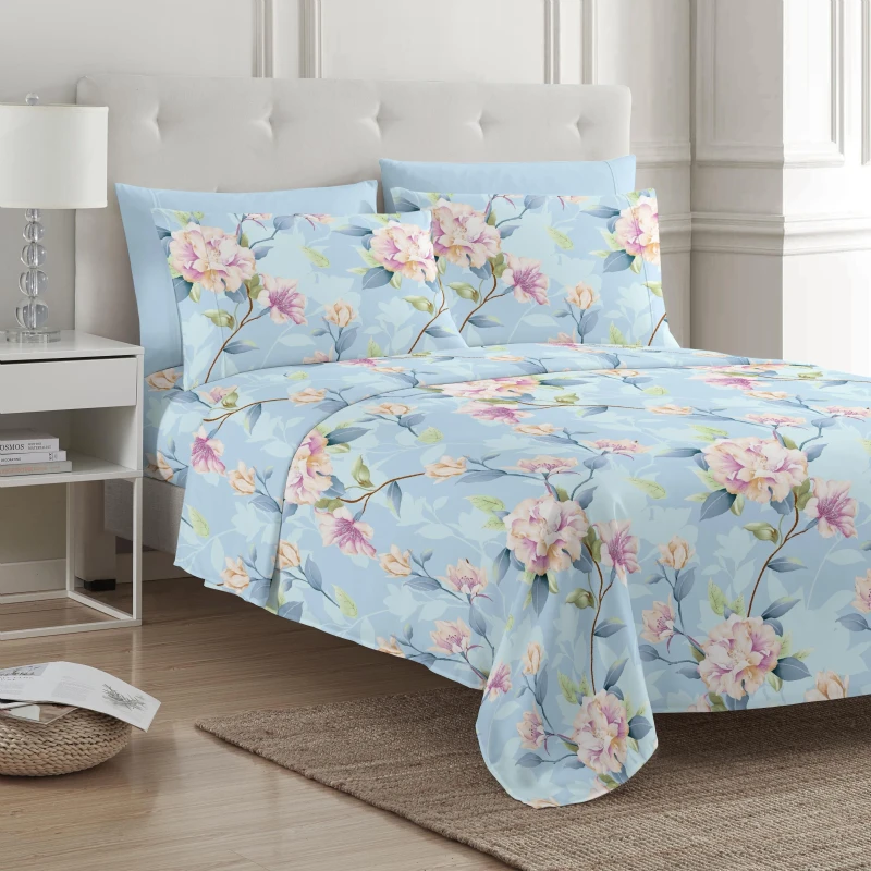 100-Polyester-Microfiber-Sheet-Set-with-4-Nature-Designs-6pcs-Queen-and-King-Size-Duvet-Cover-Pillowcase-Sheet-Set