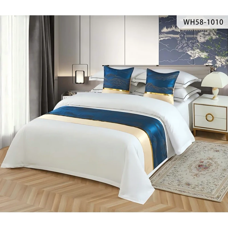 100-Polyester-Modern-300tc-Luxury-Silk-Satin-Anti-Bacteria-Durable-Hotel-Bed-Runner-Scarf
