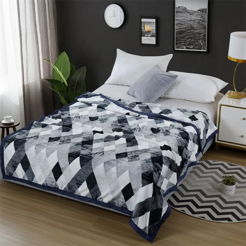 100-Polyester-Raschel-Thickened-Blanket-Soft-Cosy-Fleece-with-Geometric-Pattern-Multi-Colour-for-All-Four-Seasons