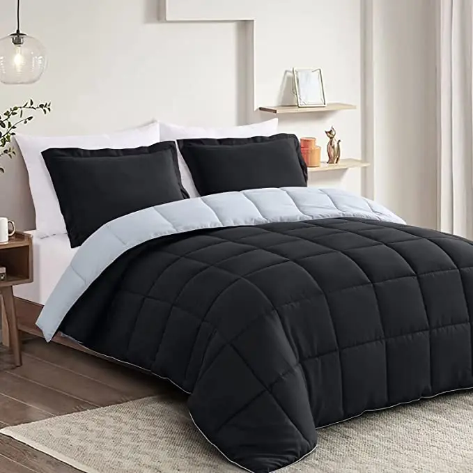100-Polyester-Simple-Summer-Quilt-Comforter-Set-95GSM-Solid-with-2-Pillowcases-for-Home-or-Hotel-Use