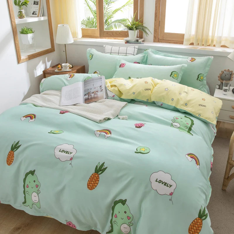 100-Polyester-Woven-Kids-Comforter-Cover-Bedding-Sets-Colorful-Dinosaur-Design-Cartoon-4-Piece-Set-for-Home-Use