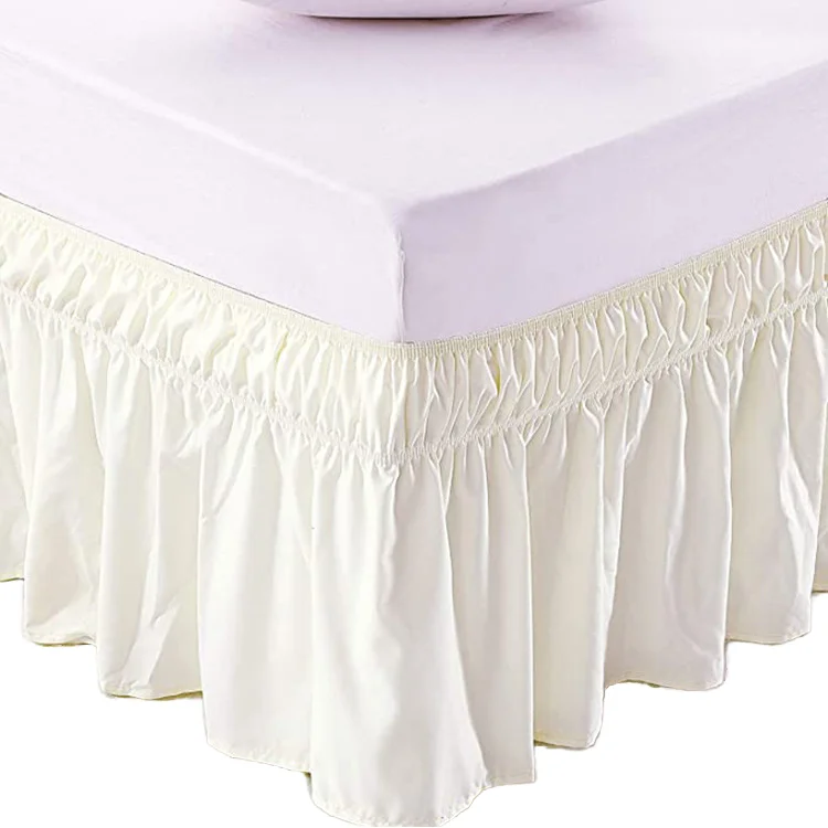 100-Polyester-Wrap-around-Solid-Bed-Skirt-Dust-Ruffled-with-Elastic-for-Hotel-or-Home-Use