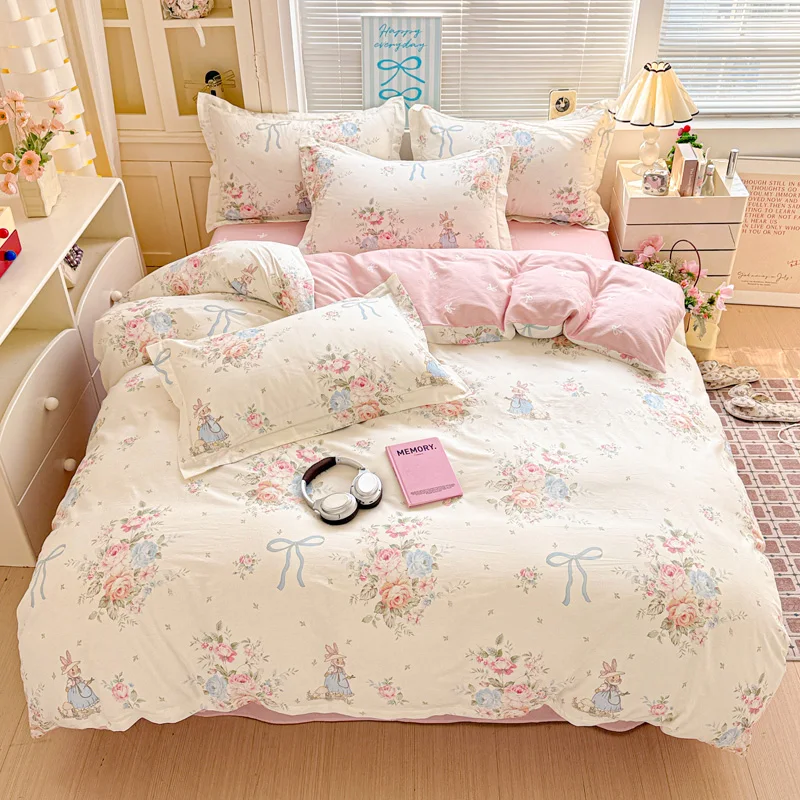 100-Pure-Cotton-Cartoon-Bedding-Set-Spring-Summer-New-3-4-Pcs-Jet-Weaving-Soft-Breathable-Kids-Duvet-Cover-Set