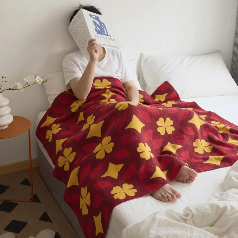 100-Pure-Cotton-Knitted-Blanket-Soft-Skin-Friendly-Breathable-Natural-Multi-color-Optional-Versatile-NLQ