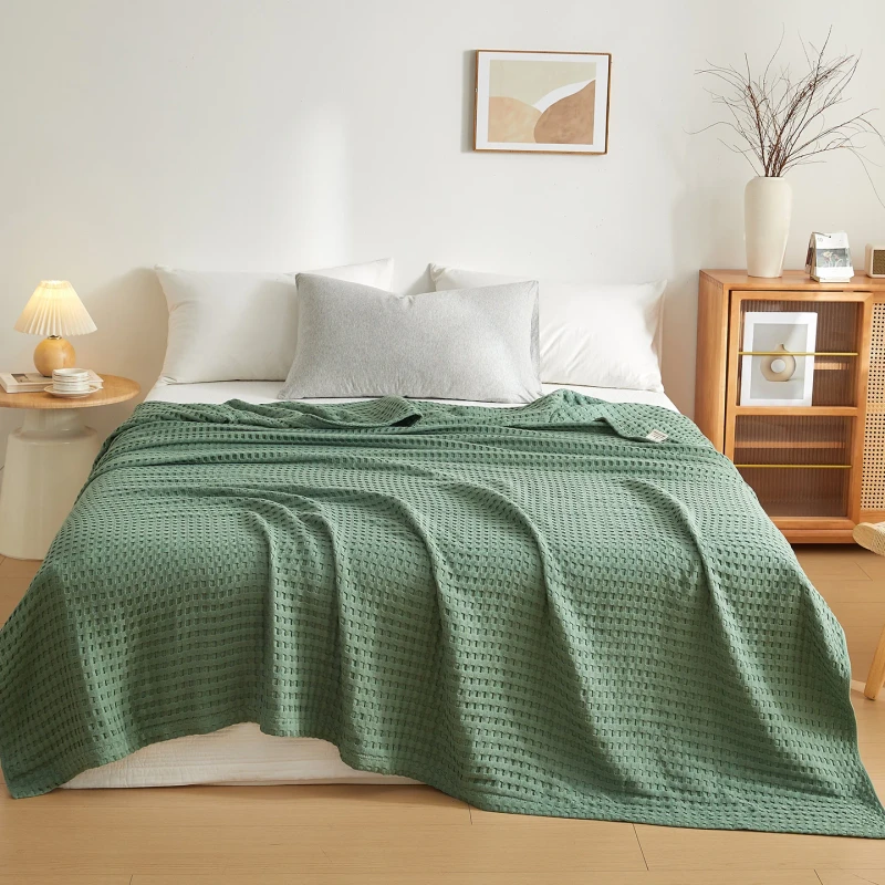 100-Pure-Cotton-Waffle-Weave-Bed-Blanket-Soft-Lightweight-Breathable-Woven-Blanket-for-All-Seasons-Use-Bed-Sofa-Cover-Blanket