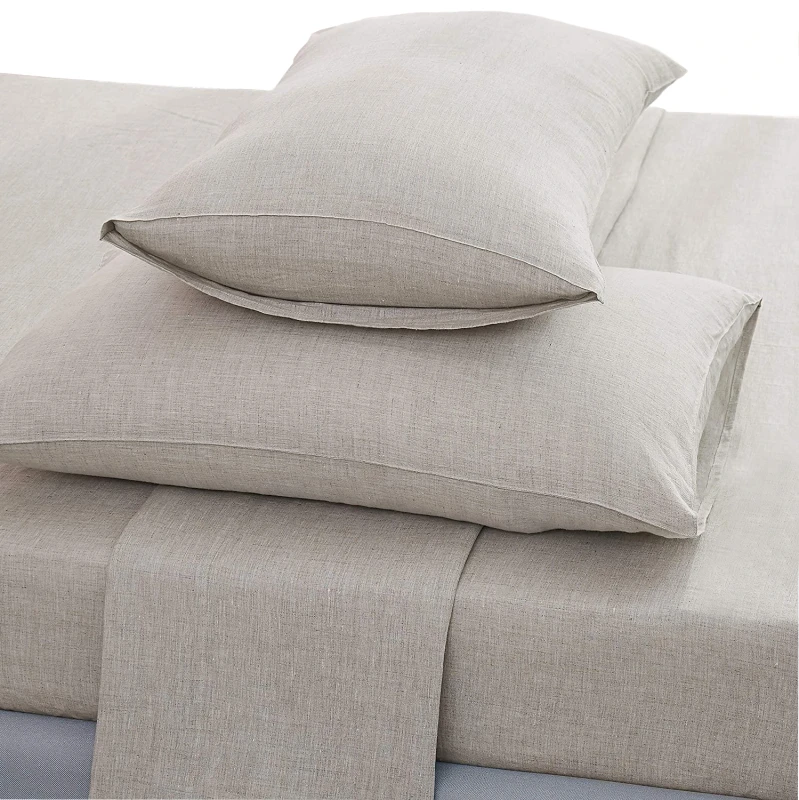 100-Pure-Washed-Linen-Hypoallergenic-100TC-Solid-Woven-Bedding-Set-Duvet-Cover-Pillowcases-Fitted-Sheet