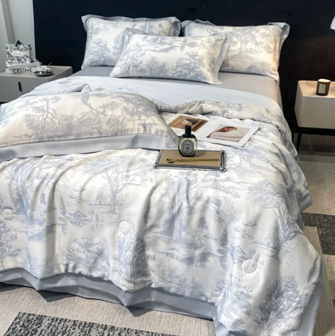 100-Silk-4Sets-Of-Light-Weight-Summer-Sleeping-Cooling-Material-Duvet-Cover-Set-Printed-Flower-Design-Duvet-Bedding-Set