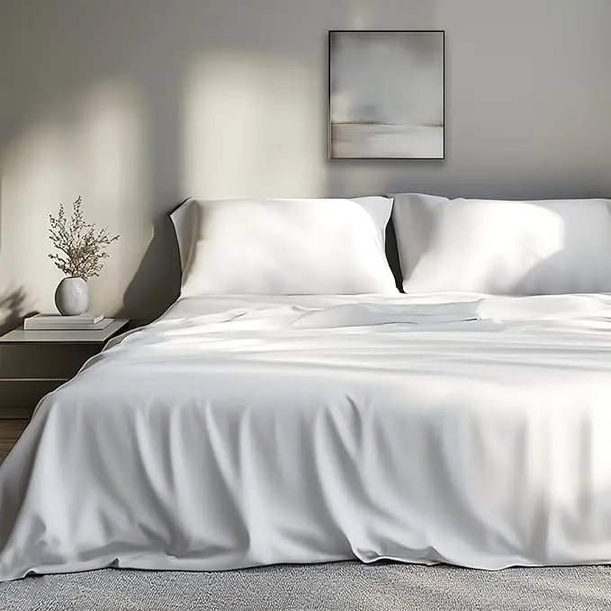 100-Tencel-Lyocell-Eucalyptus-Sateen-Solid-Grey-300-Thread-Count-Breathable-Cool-Soft