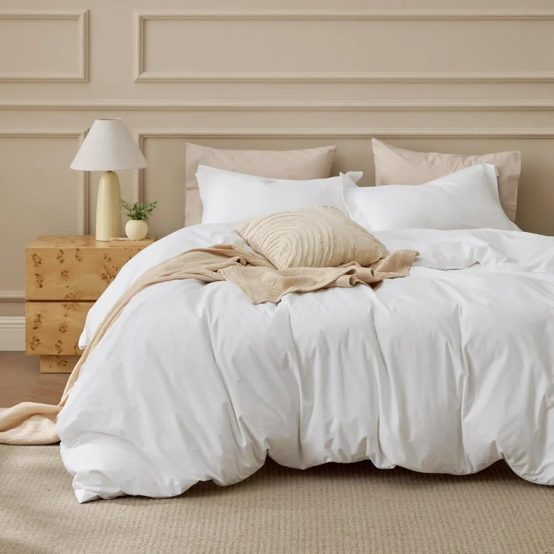 100-Washed-Cotton-Duvet-Cover-Queen-Size-Natural-White-Minimalist-Bedding-Set-Linen-Like-Soft-Comforter-Cover