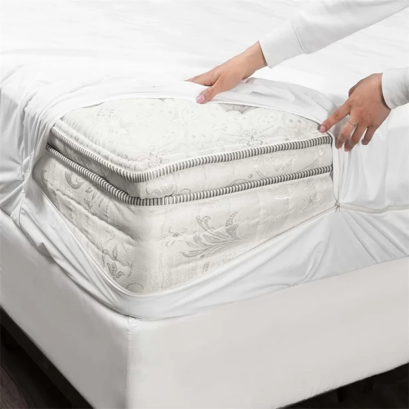 100-Waterproof-Bed-Bug-Proof-Zippered-Mattress-Encasement-Hypoallergenic-Noiseless-Full-Surround-Protector-Fits-Queen-King
