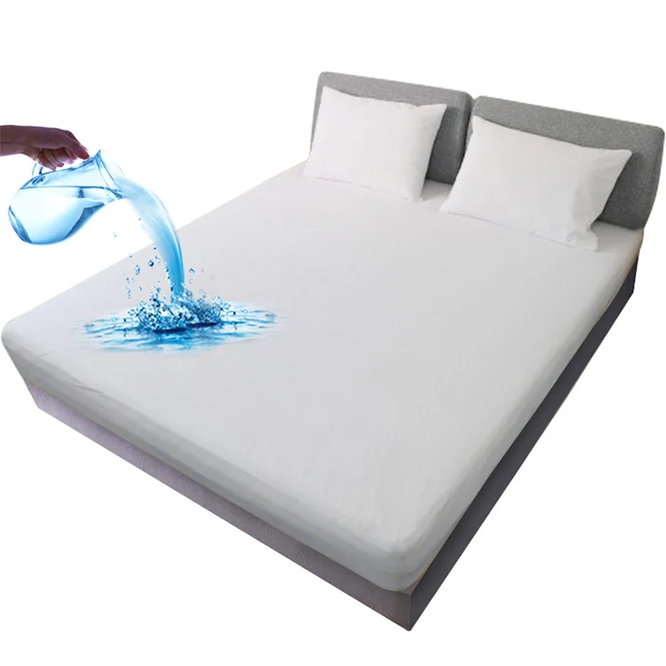 100-Waterproof-Cotton-Mattress-Protector-Cover-Washable-Waterproof-TPU-Plain-Style-Bed-Mattress-Protector