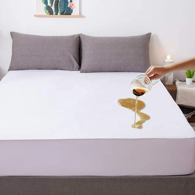 100-Waterproof-Hypoallergenic-Anti-Bacteria-Anti-Dust-Mite-Plain-Fitted-Bed-Sheet-Mattress-Protector-for-Hotel-Use